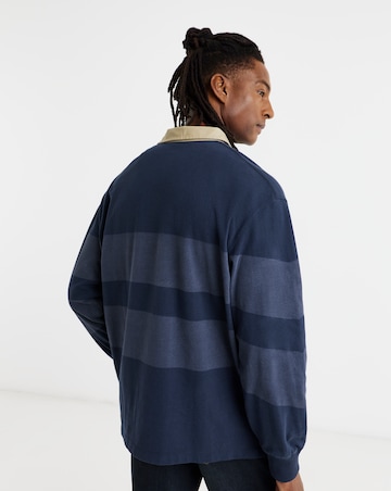 Timberland Long Sleeve Striped Rugby Polo Shirt - Navy