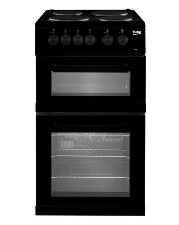Beko 50cm Electric Double Cavity Cooker Solid Plate Black, KD533AK