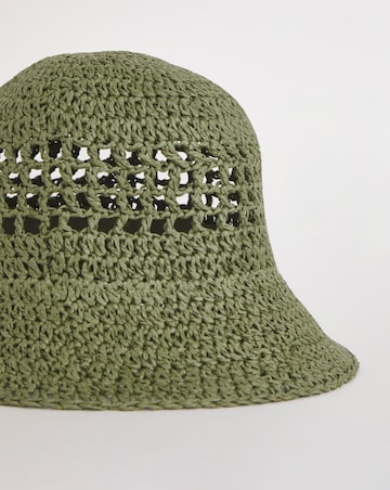 Khaki Crochet Straw Hat