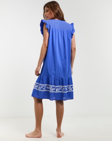 Figleaves Frida Blue Embroidered Beach Dress
