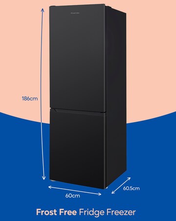 Russell Hobbs RH186FFF60B Frost Free Fridge Freezer - Black- E Rated 186 CM