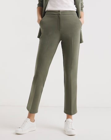 Soft Khaki Scuba Straight Leg Trousers