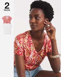 Pure Cotton 2 Pack V Neck T-Shirt