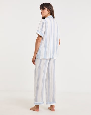 Linen Stripe Button Through Pyjama Set