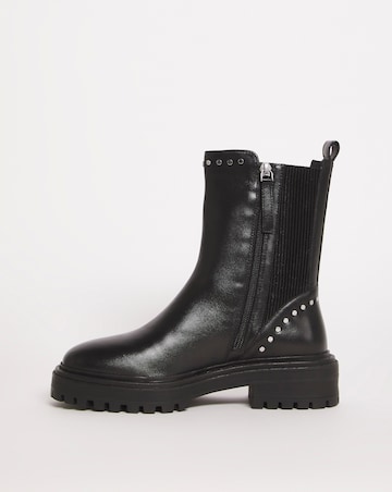 Leather Elasticated Boot With Stud Detail EEE Fit
