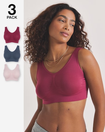 Pretty Secrets (3 Pack) Plain Comfort Tops (Fits Up To D Cup) Berry Multi