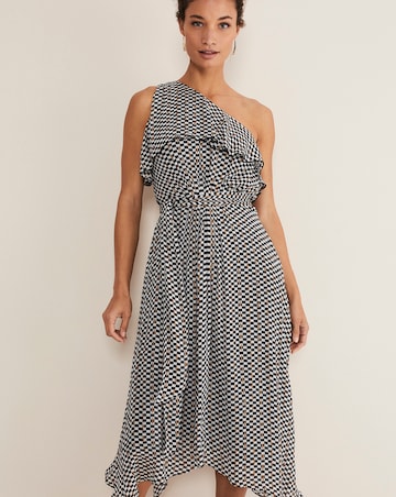 Phase Eight Kaz Check One Shoulder Dress
