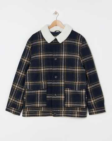 Borg Collar Check Shacket