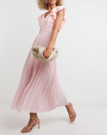 Joanna Hope Lace Frill Sleeve Pleated Jumpsuit