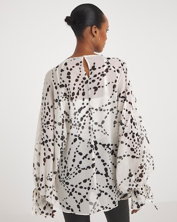 Joanna Hope Print Tie Sleeve Blouse