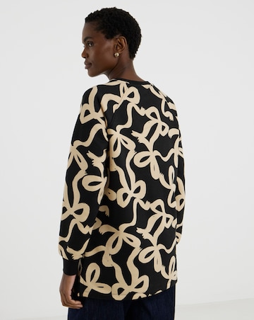 Bow Print Longline Sweatshirt