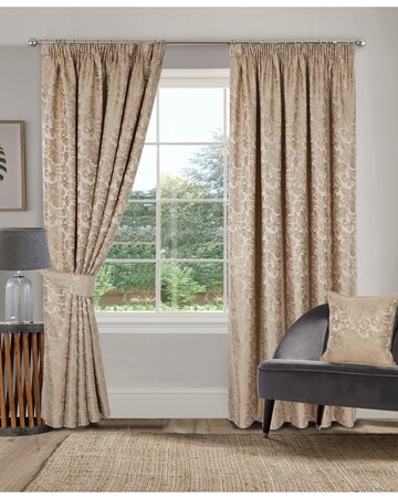 Buckingham Jacquard Light Filtering Pencil Pleat Lined Curtains