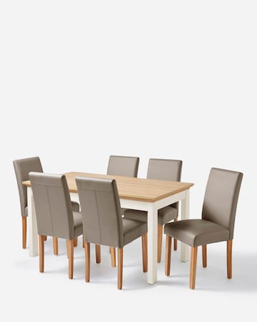 Julipa Ashford Table with 6 Ava Faux Leather Chairs