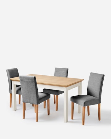 Julipa Ashford Dining Table with 4 Ava Fabric Chairs
