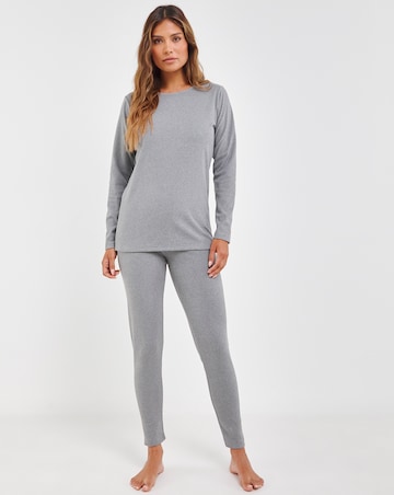 Pretty Secrets Thermal Brushed Fleece Long Sleeve Top - Grey