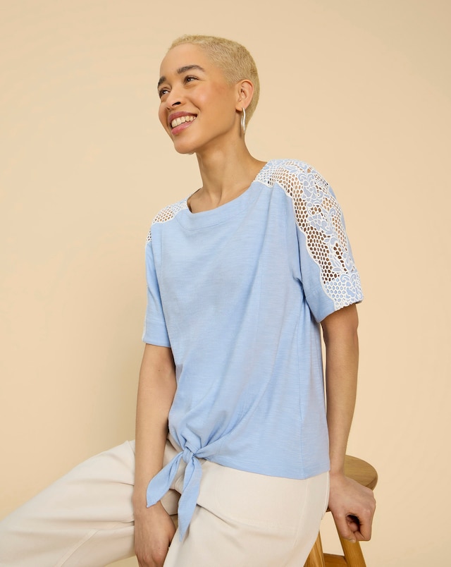 White Stuff Sara Tropical Print Tie Hem Top