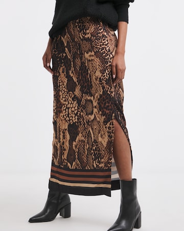 Animal Pull On Column Midi Skirt