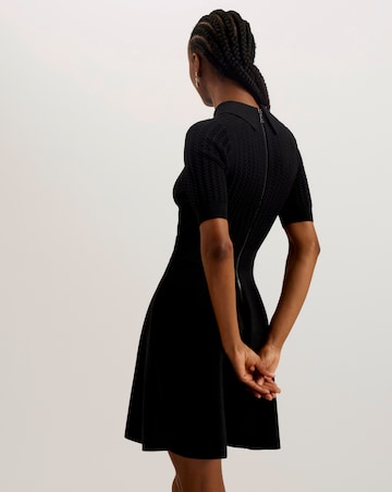 Ted Baker Textured Knit Skater Dress With Collar