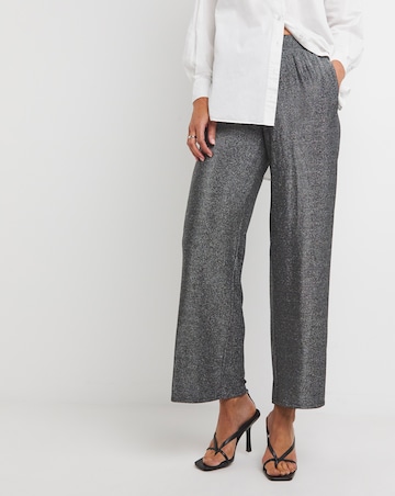 Wide Leg Glitter Knit Pull On Trouser