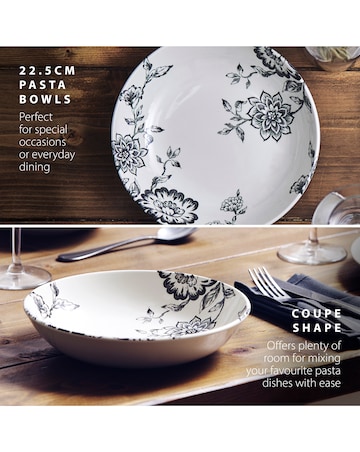 Wade Botanical Night Set of 4 Pasta Bowls