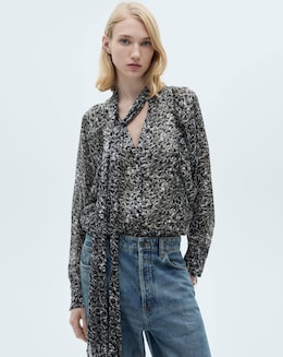 Mango Leopard Print Blouse