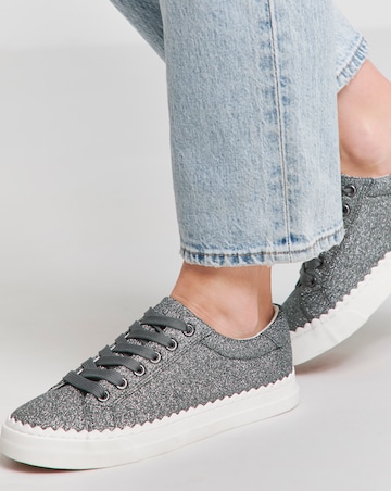 Janey Scalloped Edge Lace Up Trainer Wide E Fit