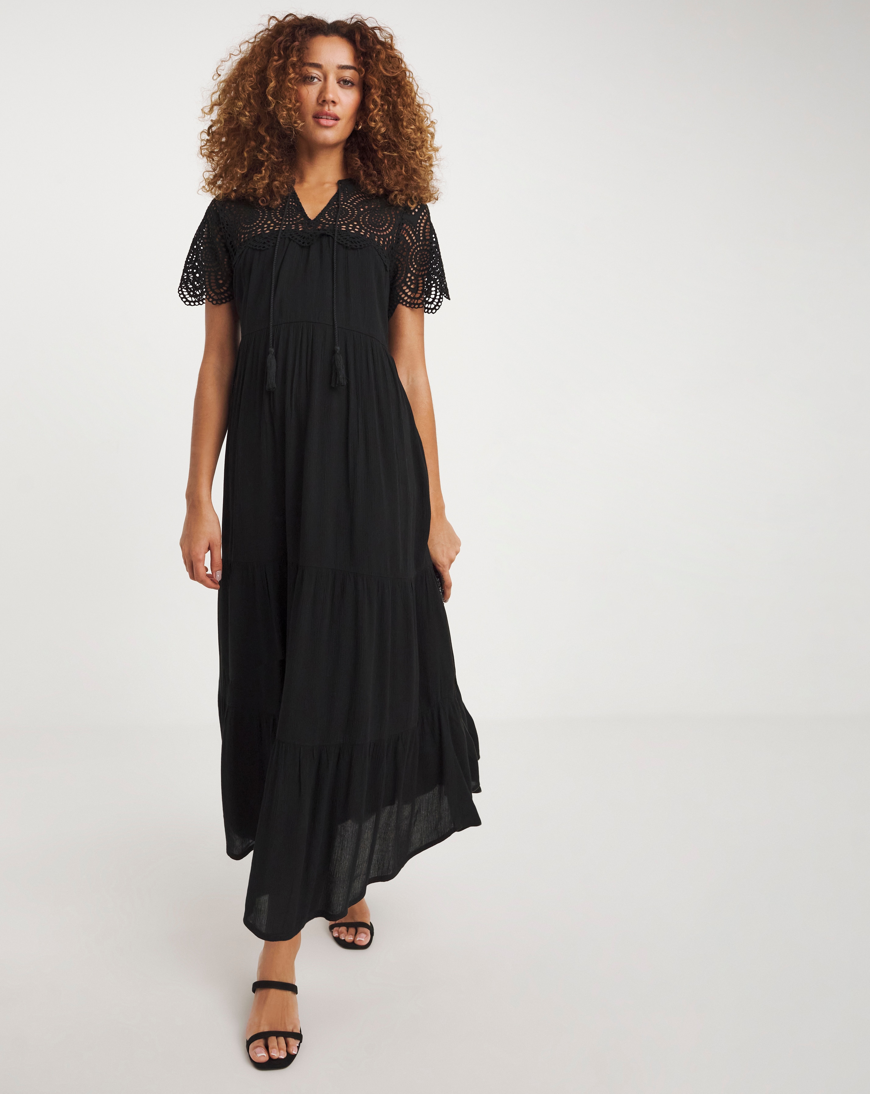 Crinkle Crochet Trim Smock Dress | JD Williams