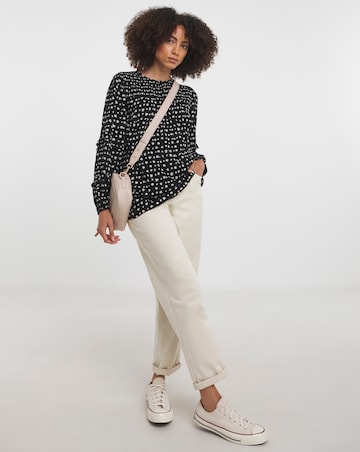 Shirred Yoke Top With Frill Sleeves