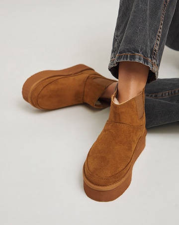 Edith Flatform Warm Lined Chelsea Snug Boots - Extra Wide Fit (EEE)
