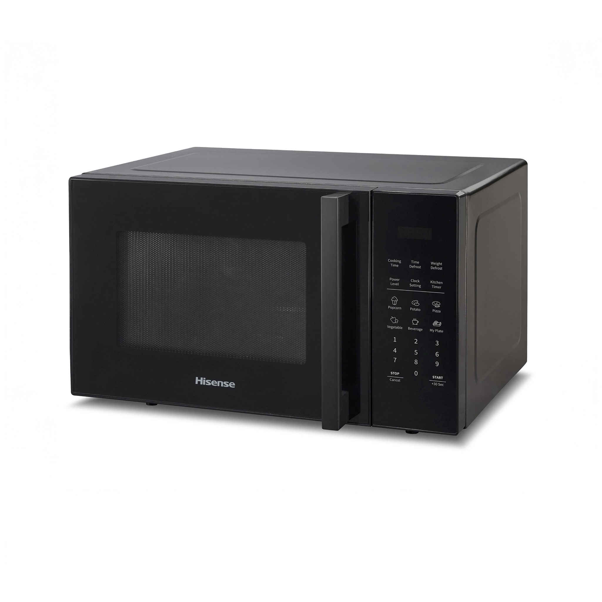 A black Hisense microwave