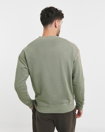 Relaxed Fit Garment Dyed Crew Sweatshirt- Khaki