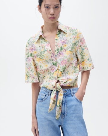 Mango Floral Linen Shirt