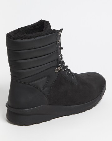 Black Walking Leather Boot Wide Fit