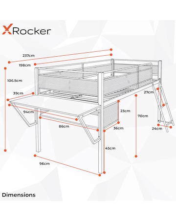 X Rocker Sanctum Mid Sleeper and Desk Gaming Combo - Black