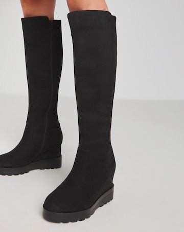 Ashleigh Leather Stretch Knee Boots - Wide Fit (E) Super Curvy/Curvy Plus Calf
