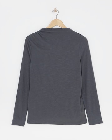 Anthology Pewter Drape Neck Long Sleeve Top