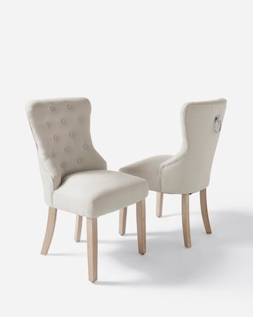 Mabel Button Back Fabric Pair of Dining Chairs