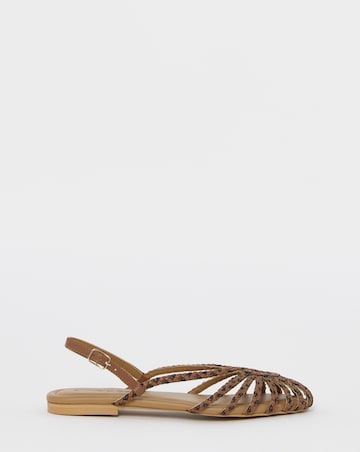 Latrice Leather Woven Detailing Flat Shoes - Wide Fit (E)