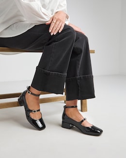 Reno Mary Jane Ankle Strap Block Heel Shoes - Extra Wide Fit (EEE)