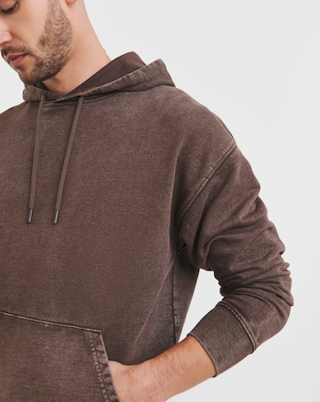Garment Dyed Relaxed Fit Overhead Hoodie- Chocolate