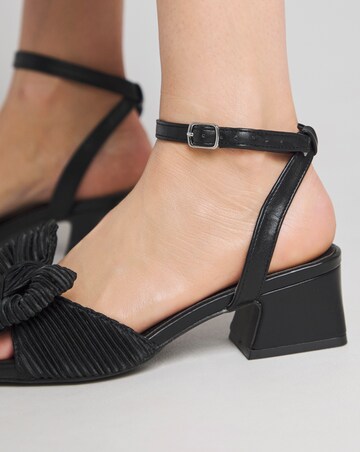 Isla Plisse Bow Low Heel Occasion Sandals Wide E Fit