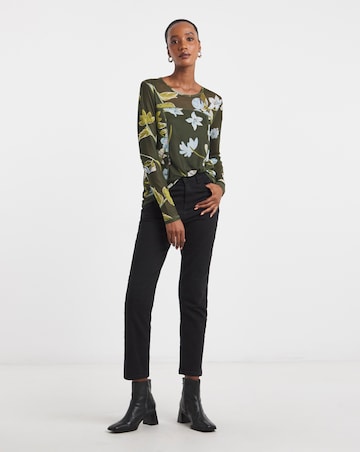 Joe Browns Spring Days Khaki Long Sleeve Mesh Top