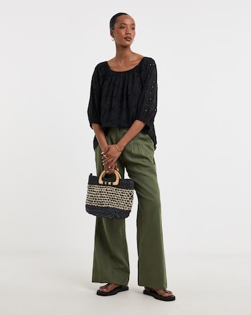 Pure Cotton Broderie Elasticated Neckline Top