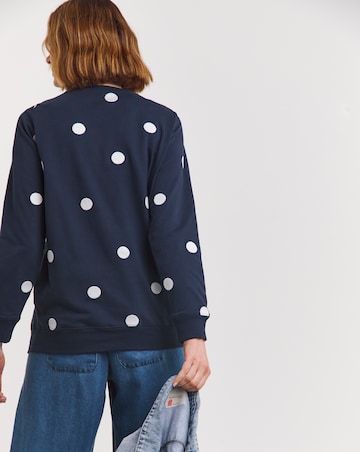 Navy Spot Embroidered Sweatshirt