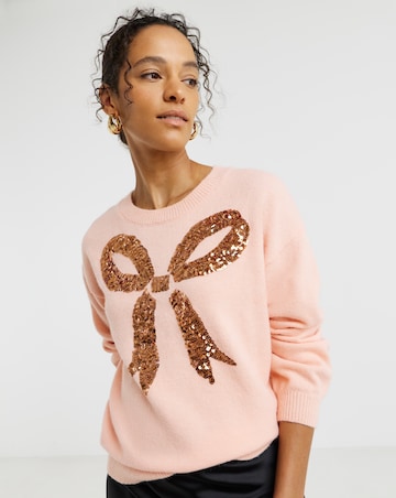 Blush Sequin Bow Jumper