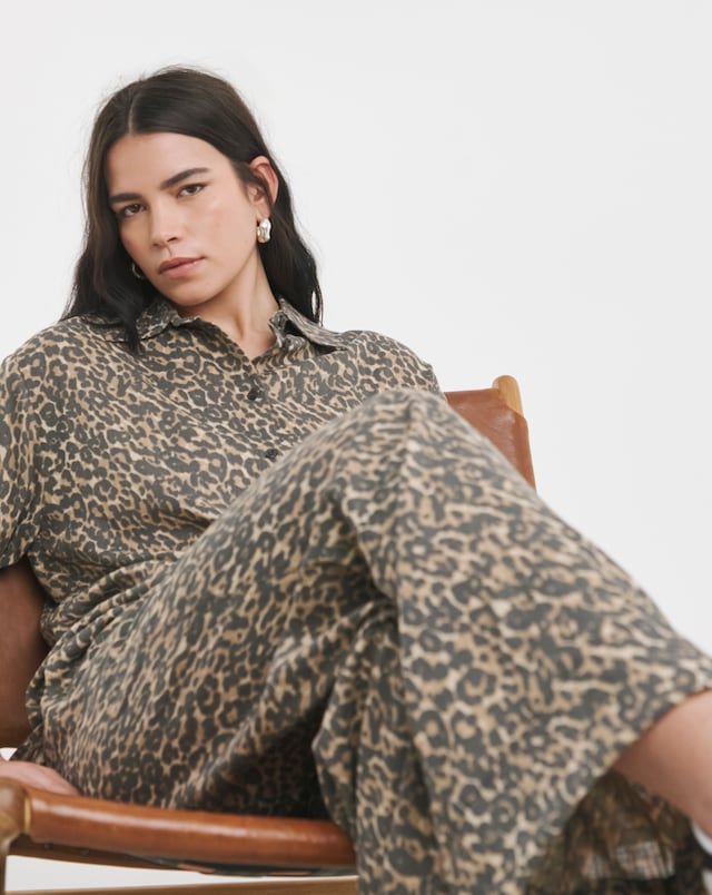 Simply Be Leopard Animal Linen Mix Shirt