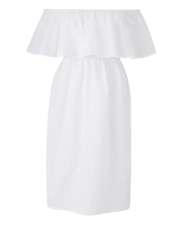 Value White Cotton Bardot Beach Dress