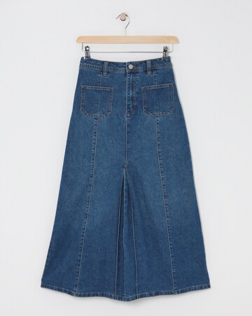 Washed Blue Pocket Front Denim Skirt