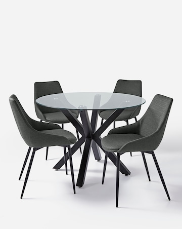 Bodie Black Dining Table with 4 Etta Fabric Chairs