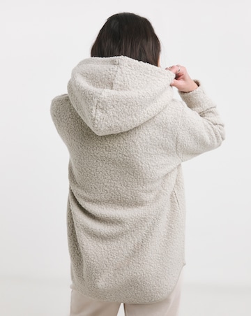 Cream Half Zip Borg Hoodie